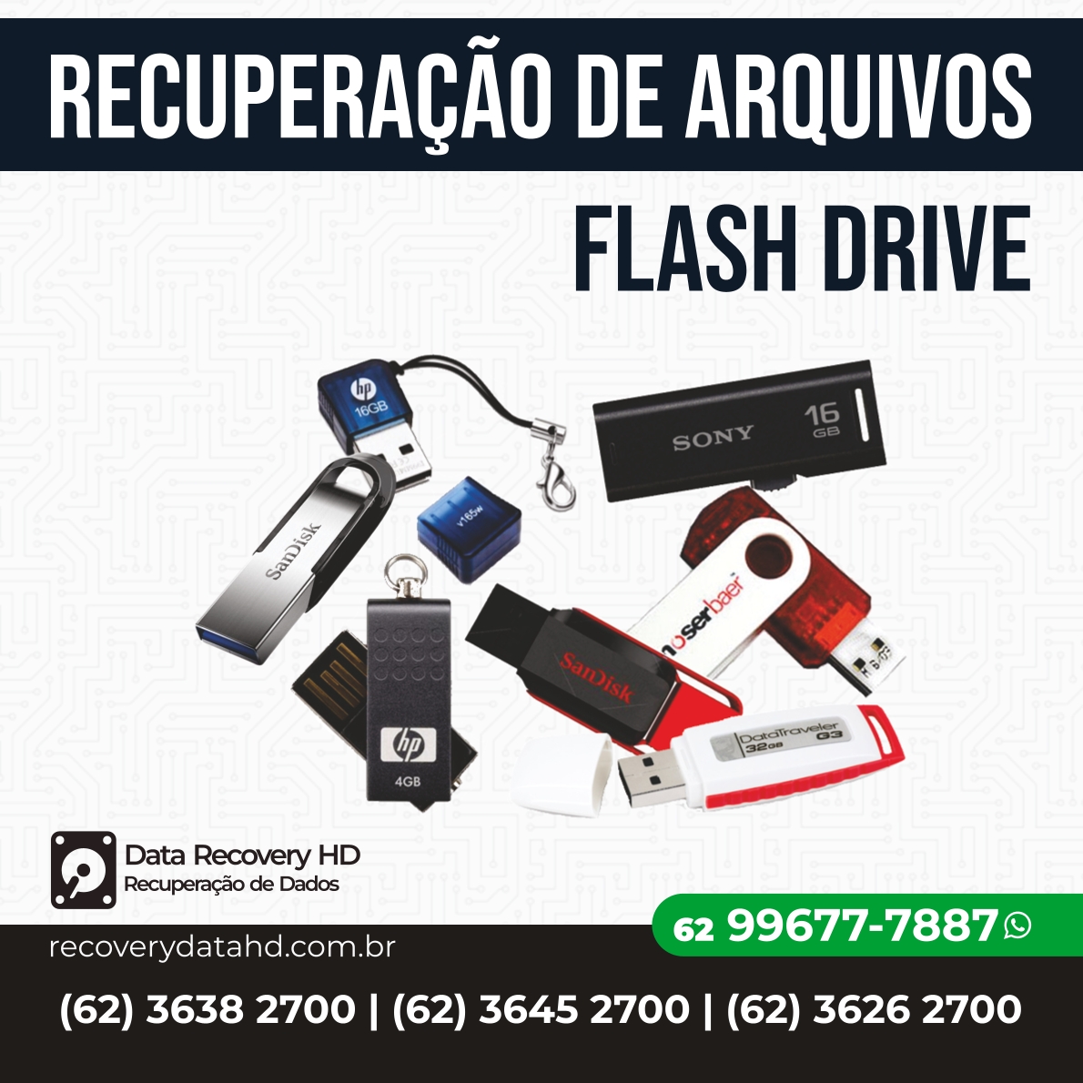 RECOVERY DADOS GOIANIA-RECUPERAÇÃO DE ARQUIVOS FLASH DRIVE GOIANIA