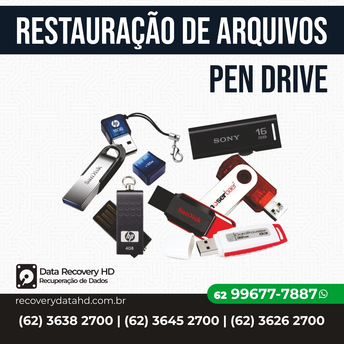 RECOVERY DADOS GOIANIA-RESTAURAÇÃO DE ARQUIVOS PEN DRIVE GOIANIA