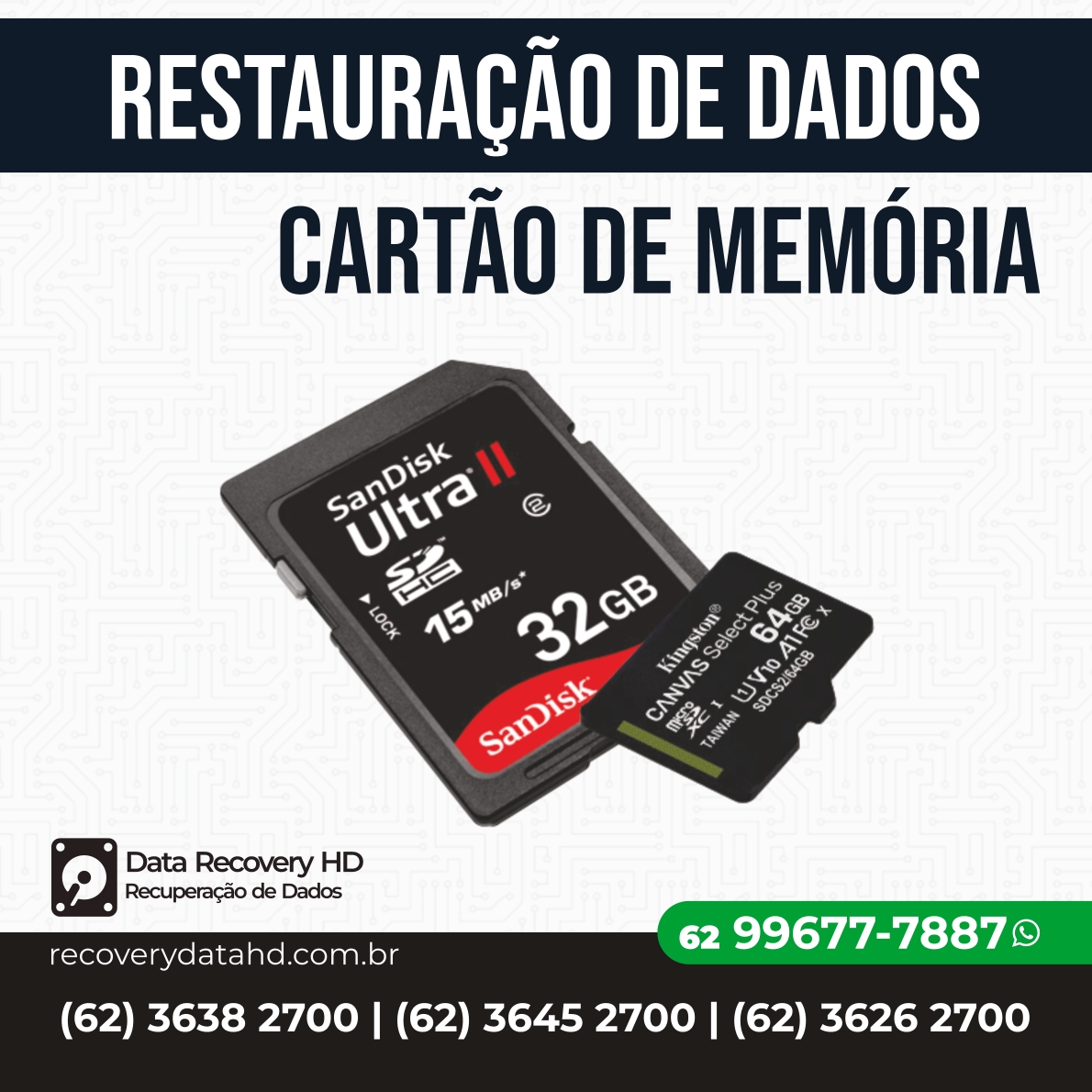 RECOVERY DADOS GOIANIA-RESTAURAÇÃO DE DADOS CARTAO DE MEMORIA GOIANIA